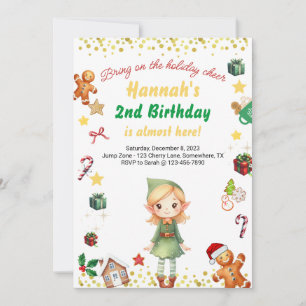 Invitation Fête Anniversaire Fille hiver Fête des elfes Noël