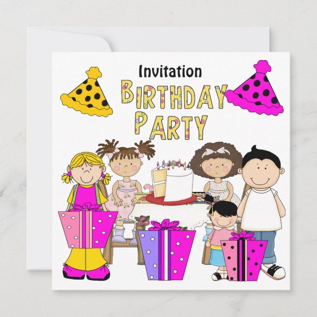 Invitation Fête Anniversaire Filles Garçon (Devant)