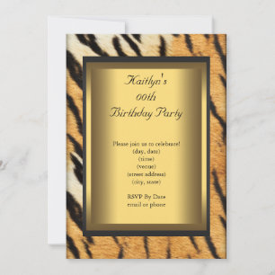 Invitation Fête Anniversaire Tiger Animal Or