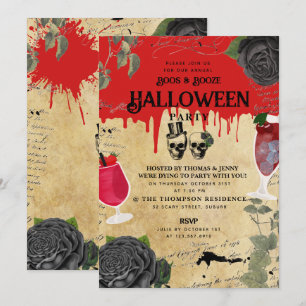 Invitation Fête annuelle d'Halloween adulte crânes gothiques 