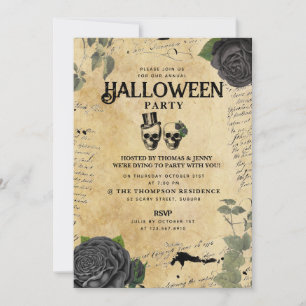 Invitation Fête annuelle d'Halloween pour adultes Crânes goth