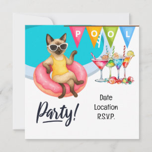 Invitation Fête au bassin pour chats pour les amoureux des ch