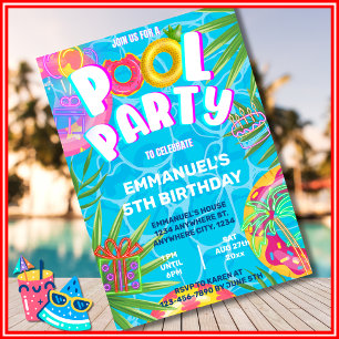 Invitation Fête au bord de la piscine