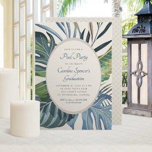 Invitation Fête au bord de la piscine aux palmiers tropicaux