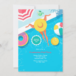 Invitation Fête au bord de la piscine en été
