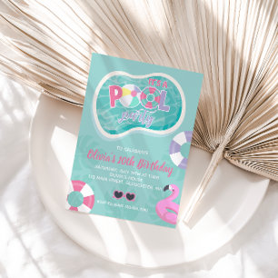 Invitation Fête au bord de la piscine flotteur rose pour anni