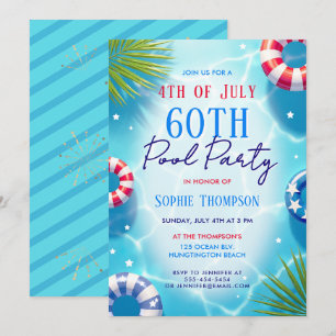 Invitation Fête au bord de la piscine le 4 juillet Femme Anni