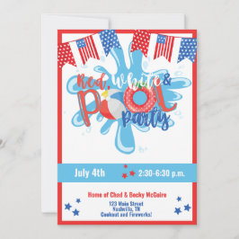 Invitation Fête au bord de la piscine l'été 4 juillet Fête du