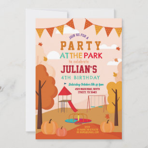 Invitation Fête au Parc Anniversaire Automne Pique-nique