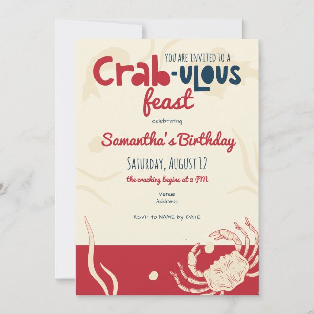 Invitation Fête aux crabes Bouillabaisse de fruits de mer Réu (Devant)