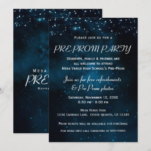 Invitation Fête avant bal enchantée ciel étoilé