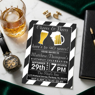 Invitation Fête avec Tchin & Bières Anniversaire sur Ardoise