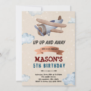 Invitation Fête avion aquarelle
