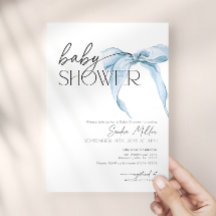 Fête Baby Shower Blue Bow Dusty Coquette