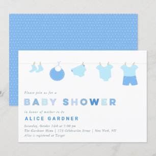 Invitation Fête Baby shower de vêtements pour bébé