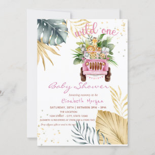 Invitation Fête Baby Shower sur le thème des Animaux Sauvages