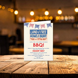 Invitation Fête BBQ Patriotique Américaine du 4 juillet pliée
