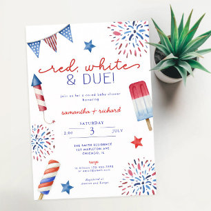 Invitation Fête bébé 4 juillet Rouge Blanc Bleu Patriote