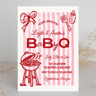 Invitation Fête bébé BBQ pour couple Baby Q
