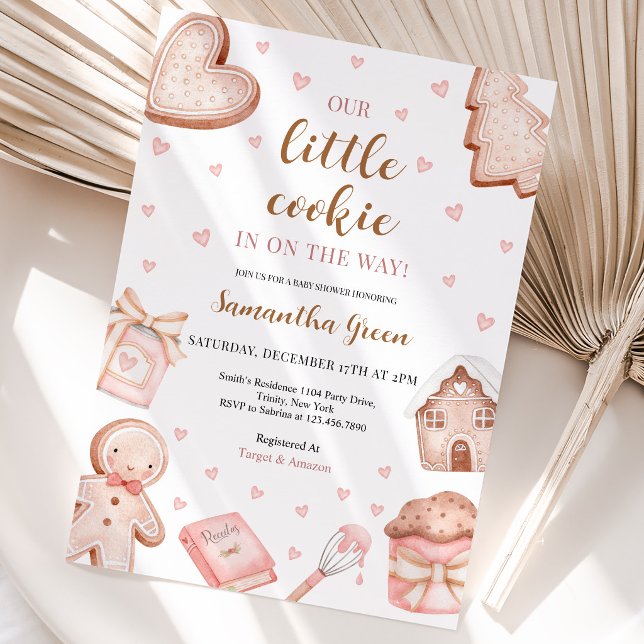 Invitation Fête Bébé Cookie Rose (Créateur téléchargé)