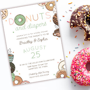 Invitation Fête bébé Donuts et Couches pour couples