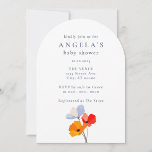 Invitation Fête bébé florale coquelicot audacieuse