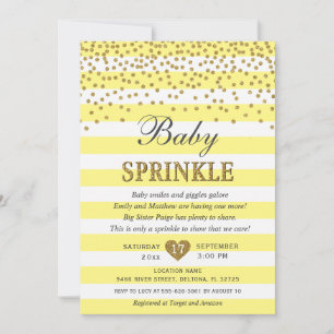 Invitation Fête bébé rayure abeille or jaune clair Neutre
