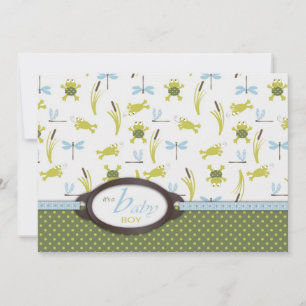Invitation Fête bébé Ribbit Grenouille et Libellule