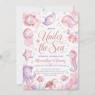 Invitation Fête bébé sous l'océan animaux de la mer Shower po