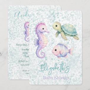 Invitation Fête bébé sous l'océan pastel