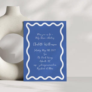 Invitation Fête bébé thème bordure gribouillée bleue écriture