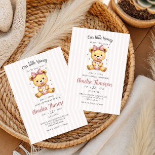 Invitation Fête bébé Winnie l'ourson Little Hunny