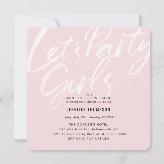Invitation Fête Blush Bachelorette Party (Devant)
