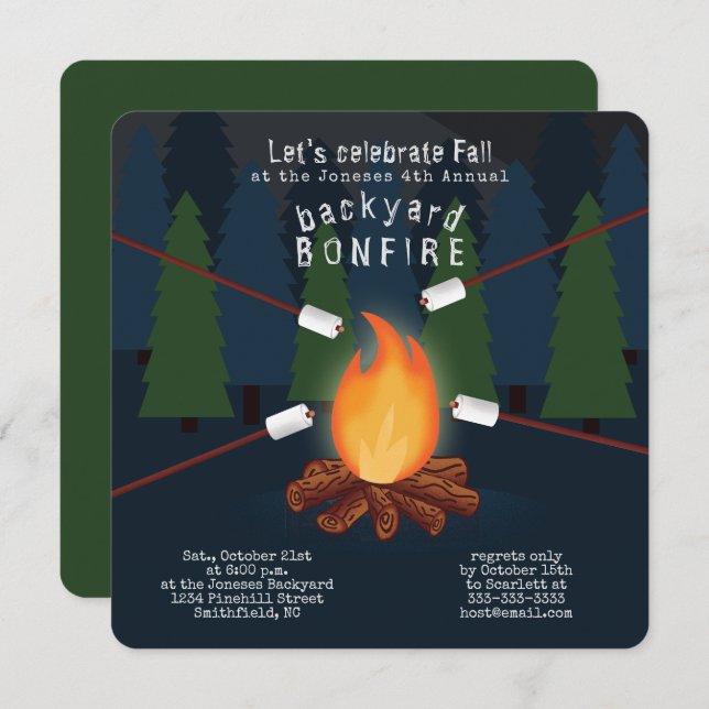 Invitation Fête Bonfire (Devant / Derrière)