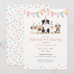 Invitation Fête Canine Incroyable pour les Un Ans de la Petit