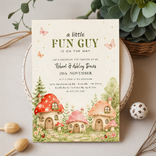 Invitation Fête Champignon Papillon Baby Shower
