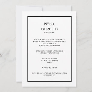 Invitation Fête chic française n° 30 pour 30 ans
