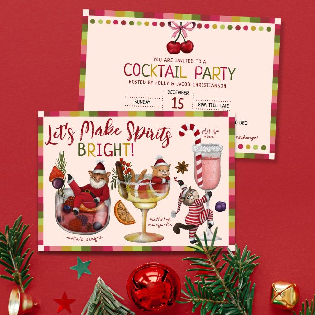 Invitation Fête Cocktail de Noël de Chat aux Esprits (Créateur téléchargé)