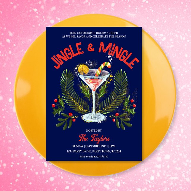 Invitation Fête Cocktail de Noël Jingle Mingle (Créateur téléchargé)