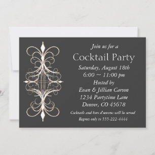 Invitation Fête cocktail Or noir