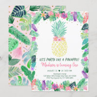 Fête comme un ananas Tropical Floral Anniversaire