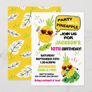 Invitation Fête comme un anniversaire tropical d'ananas