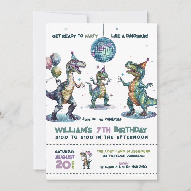 Invitation Fête Comme Un Dinosaure Anniversaire (Devant)