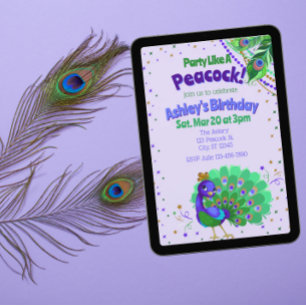 Invitation Fête comme un paon anniversaire