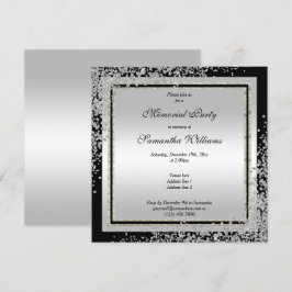 Invitation Fête commémorative Confetti Corners en Argent Glit