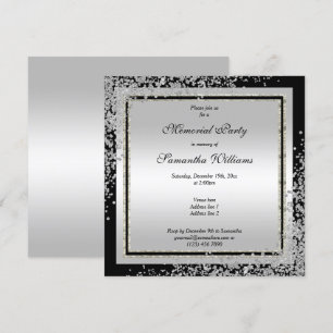 Invitation Fête commémorative Confetti Corners en Argent Glit