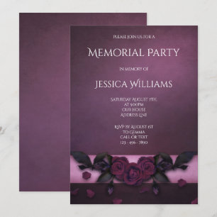 Invitation Fête commémorative de roses et de pétales gothique