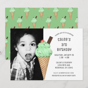 Invitation Fête Cone Crème de Mint Photo d'anniversaire perso