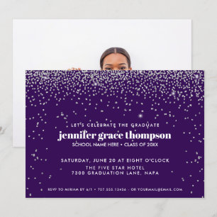 Invitation Fête Confetti Silver and Purple Photo