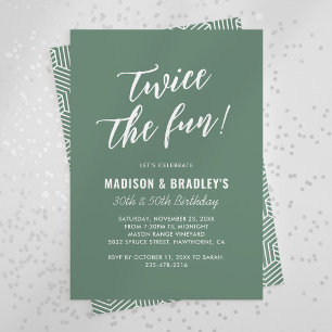 Invitation Fête conjointe d'anniversaire deux fois plus verte